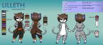  armband blue_body blue_fur brown_eyes brown_hair clothing digitigrade dipstick_tail domestic_cat english_text featureless_crotch felid feline felis female fur grey_body grey_fur hair hi_res jacket jumpsuit kazoko_(artist) looking_at_viewer mammal model_sheet multicolored_tail pawpads paws pink_nose semi-anthro simple_background smile solo striped_body stripes text topwear whiskers 