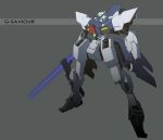  beam_saber character_name g-saviour_gundam grey_background gundam gundam_g-saviour inawata mecha no_humans open_hand redesign solo standing v-fin 
