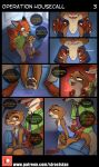  anthro brown_body brown_fur canid canine carpet comic dialogue disney duo english_text female flirting fox fur furniture green_eyes hi_res inside larger_male living_room looking_pleasured lutrine male mammal massage mrs._otterton mustelid nick_wilde orange_body orange_fur rubbing siroc sitting size_difference smaller_female sofa squeezing text url zootopia 