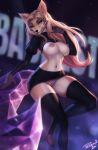  ahri_(lol) anthro anthrofied big_breasts blonde_hair breasts canid canine clothing female fox genitals hair hi_res league_of_legends legwear long_hair looking_at_viewer mammal nipples personalami pussy riot_games thigh_highs video_games 