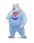  2020 anthro belly black_nose blue_body blue_fur blush fur hi_res kajin-sama male mammal overweight overweight_anthro overweight_male simple_background solo ursid white_background 