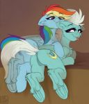  2019 absurd_res airfly-pony bed bite blue_body blue_feathers blue_fur blue_wings cutie_mark dock duo ear_bite equid equine eye_through_hair feathered_wings feathers featureless_crotch female female/female feral fleetfoot_(mlp) friendship_is_magic fur furniture green_body green_feathers green_fur green_wings hair half-closed_eyes hasbro hi_res inner_ear_fluff looking_back lying mammal mane multicolored_mane multicolored_tail my_little_pony narrowed_eyes nibbling on_bed on_front pegasus pink_eyes rainbow_dash_(mlp) rainbow_mane rainbow_tail signature simple_background text tongue tongue_out translucent translucent_hair tuft underhoof white_mane white_tail wings wonderbolts_(mlp) 