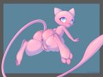 2020 3_toes 5_fingers anus big_butt blue_eyes butt female fingers flat_chested floating flying genitals hi_res humanoid_genitalia humanoid_pussy kektails legendary_pok&eacute;mon long_tail looking_at_viewer looking_back mew nintendo pawpads paws pink_body pink_skin pink_tail pok&eacute;mon pok&eacute;mon_(species) psychic pussy rear_view signature simple_background solo spread_legs spreading toes video_games 