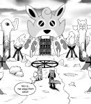  baby_pok&eacute;mon bag eevee female greyscale hi_res male monochrome nintendo pok&eacute;mon pok&eacute;mon_(species) pok&eacute;mon_mystery_dungeon riolu speech_bubble text video_games vivian_(clockwork_journeys) xetajts 