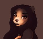  anthro black_hair brown_body brown_eyes brown_fur catherinemeow felid feline female fur hair mammal multicolored_body multicolored_fur open_mouth open_smile simple_background smile solo teeth two_tone_body two_tone_fur 