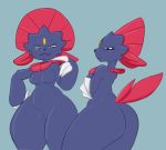  anthro barely_visible_genitalia breasts butt female genitals looking_at_viewer multiple_angles nintendo onetiredbear pok&eacute;mon pok&eacute;mon_(species) pussy simple_background solo video_games weavile 