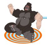  anthro ape aroused belly blush brain_drain devolution dripping_precum eyewear flexing glasses gorilla growth hairy_arms haplorhine hi_res hindpaw hypnosis intelligence_loss kenjin male mammal masturbation mid_transformation mind_control muscle_growth musclegut muscular muscular_anthro muscular_male overweight overweight_anthro overweight_male paws primate ringed_eyes slightly_chubby smile solo spiral spiral_eyes tongue tongue_out transformation weight_gain zilepo 