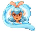  1girl animal_ears blue_hair bunny bunny_ears cucumber_quest eel face glasses liquus princess_nautilus 