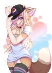  2020 alpha_channel anthro blonde_hair blue_eyes canid canine clothed clothing digital_media_(artwork) ear_piercing ear_ring ei-ka eyebrows eyelashes female hair hi_res looking_at_viewer mammal piercing smile solo 
