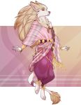  2020 4_toes 5_fingers anthro blonde_hair canid canine canis clothed clothing digital_media_(artwork) domestic_dog eyebrows eyelashes female fingers firetally fur hair hi_res hybrid mammal red_eyes solo tan_body tan_fur toes 