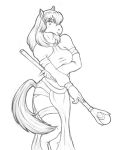  anthro clothed clothing darksteellycaon equid equine female horse magic_user magic_wand mammal monochrome pose simple_background solo wand 