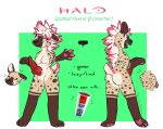  anthro balls breasts butt claws cup edit english_text erection fangs genitals gloves_(marking) gynomorph haaylo hair hi_res hyaenid intersex knot leg_markings mammal mane markings model_sheet pawpads penis pink_eyes pink_hair qualitypoison socks_(marking) solo spotted_hyena text 