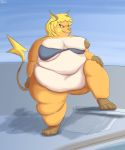  2019 absurd_res anthro areola belly big_belly big_breasts breasts female front_view hi_res highlights_(coloring) huge_breasts mammal mouse murid murine navel nintendo nipple_slip nipples nude obese obese_anthro obese_female overweight overweight_anthro overweight_female pok&eacute;mon pok&eacute;mon_(species) raichu rodent solo thick_thighs video_games whooperscooper wide_hips yellow_body 