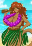  anthro beach big_breasts breasts clothed clothing cloud female grass_skirt lei lute mammal mastergodai mrs_amp(mramp) musical_instrument mustela mustelid musteline plucked_string_instrument sand sea seaside sky solo string_instrument topless topless_female ukulele water 