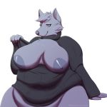  1:1 2020 absurd_res alpha_channel anthro areola belly big_belly big_breasts blue_body blue_dog_(character) breast_squish breasts canid canine canis clothing domestic_dog female front_view hi_res highlights_(coloring) huge_breasts leaning mammal nipples nude obese obese_anthro obese_female overweight overweight_anthro overweight_female solo squish sweater thick_thighs topwear whooperscooper wide_hips 