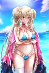  amano_kusatsu azur_lane bikini breast_hold formidable_(azur_lane) swimsuits thighhighs wet 