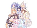  animal_ears azuki chocola cinnamon_(nekopara) cleavage coconut heterochromia maid maple_(nekopara) minazuki_shigure neko_works nekomimi nekopara sayori tail vanilla 