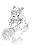  antennae_(anatomy) anthro arthropod arthropod_abdomen big_breasts bouquet breasts bride chochi cleavage clothed clothing dress female greyscale hi_res huge_breasts insect mandibles monochrome non-mammal_breasts simple_background sketch solo wedding_dress wedding_veil white_background wide_hips 