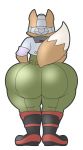  2018 ambiguous_gender anthro big_butt brown_body butt canid canine clothed clothing colelucario digital_media_(artwork) faceless_character fox fox_mccloud hi_res huge_butt male_(lore) mammal nintendo simple_background solo star_fox thick_thighs video_games white_background wide_hips 