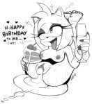  absurd_res after_sex alcohol amy_rose anthro beverage birthday birthday_cake black_and_white bodily_fluids breasts cake cum cum_in_pussy cum_inside dialogue drunk eulipotyphlan excessive_cum excito female flexible food genital_fluids hedgehog hi_res legs_behind_head legs_up lidded_eyes looking_pleasured mammal monochrome simple_background sketch solo sonic_the_hedgehog_(series) substance_intoxication sweat tongue tongue_out white_background wine_glass 
