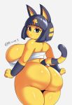  animal_crossing ankha_(animal_crossing) anthro big_breasts big_butt breasts butt domestic_cat felid feline felis hi_res looking_at_viewer looking_back mammal nintendo rivy_k solo thick_thighs video_games wide_hips 