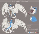  3_fingers anthro claws clothing crystal digitigrade drackonthanri dragon english_text feathered_wings feathers fingers forked_tongue hi_res honovyart horn invalid_tag loincloth male model_sheet pawpads scales teeth text tongue wings 