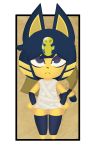  alpha_channel animal_crossing ankha_(animal_crossing) anthro clothed clothing dated domestic_cat felid feline felis female fur genitals headgear headwear hi_res lineless looking_at_viewer mammal mostly_nude nintendo partially_clothed pussy signature solo standing synfulart video_games yellow_body yellow_fur 