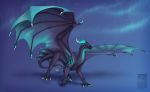  2020 ambiguous_gender black_body black_scales claws digital_media_(artwork) dragon feral hi_res horn keltaan membrane_(anatomy) membranous_wings scales scalie solo spines standing western_dragon wings 