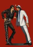  1boy black_hair commentary dancing dark-skinned_male dark_skin dr11ge hat highres male_focus michael_jackson moonwalk moonwalker pant_suit pants smooth_criminal solo suit this_is_it white_suit 