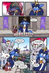 2026 5_panel_comic absurd_res ambiguous_gender black_nose black_text blue_body blue_fur blue_hair blue_scarf blue_wings bowing canid canine cheek_tuft clenched_teeth comic couatl crown day dialogue dipstick_tail ellipsis english_text eyes_closed facial_tuft feathered_scalie feathered_snake feathered_wings feathers female_(lore) feral flag fluffy fluffy_tail fox fox_spirit fur grey_body group hair headgear hi_res horn inner_ear_fluff jewelry looking_at_another male_(lore) mammal markings miyo_(rain_burn) multi_tail neck_tuft open_mouth open_smile outside paws pendant pupils quadruped queen question_mark red_eyes red_tail_tip reptile roko_kirihoko royalty saida scales scalie scarf shadow sharp_teeth signature slit_pupils smile snake speech_bubble suzocon tail tail_markings talking_to_another teeth text tongue tuft virmir wall_(structure) white_body white_fur white_sclera wings yellow_eyes