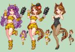  akeishi_tsubaki animal_ears blush breasts brown_hair horse_ears horse_girl horse_tail keykey117117 long_hair looking_at_viewer multiple_girls open_mouth pink_eyes pixel_art playboy_bunny purple_eyes sakura_laurel_(umamusume) shirt short_hair smile tail umamusume umamusume:_star_blossom 
