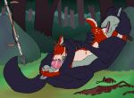 animal_genitalia animal_penis anthro anthro_on_feral anthro_penetrated anthro_penetrating anthro_penetrating_feral ball_grab balls bestiality black_body black_fur butt canid canine canine_genitalia canine_penis cervine_genitalia cervine_penis deer duo erection eyes_closed feral feral_penetrated feral_penetrating feral_penetrating_anthro fur genitals grey_balls grey_body grey_fur grey_sheath hi_res killthe_demon knot male male/male male_penetrated male_penetrating male_penetrating_male mammal melee_weapon outside penetration penis penis_in_mouth pink_penis plant polearm purple_eyes red_body red_fur rock sex sheath shrub side_view spear spots spotted_butt tree weapon white_balls white_body white_fur