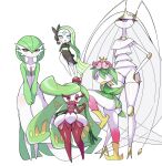  5girls :| absurdly_long_hair animal_feet animal_hands antennae aqua_eyes aqua_gem arm_at_side arthropod_girl ass asymmetrical_hair black_skin blue_pupils blush bob_cut boots breasts chaba_tsuke closed_mouth collarbone colored_extremities colored_sclera colored_skin commentary_request crown earpiece expressionless flat_chest floating flower forehead_jewel from_side full_body furry furry_female gardevoir gem green_hair green_leotard green_skin groin hair_between_eyes hair_flower hair_ornament half-closed_eyes hand_on_own_chest hand_on_own_hip happy height_difference highres hisuian_lilligant holding holding_whip joints leg_up legs leotard long_hair looking_at_viewer meloetta meloetta_(aria) mini_crown monster_girl multicolored_skin multiple_girls no_feet no_mouth open_mouth own_hands_together pheromosa pink_flower plant_girl pokemon pokemon_(creature) purple_boots purple_eyes purple_skin red_eyes red_sclera shaded_face shoes short_hair simple_background small_breasts smile standing standing_on_one_leg thigh_boots trait_connection tsareena two-tone_skin v_arms very_long_hair whip white_background white_eyes white_hair white_skin yellow_crown yellow_shoes 