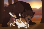  animal_genitalia animal_vulva bear belly_nipples black_claws black_nose blue_eyes brown_body brown_fur brown_vulva canid canine canine_genitalia canine_vulva cheek_tuft chest_tuft claws duo facial_tuft female female_penetrated feral feral_on_feral feral_penetrated feral_penetrating feral_penetrating_feral fur genitals green_eyes hi_res killthe_demon male male/female male_penetrating male_penetrating_female mammal narrowed_eyes open_mouth outside penetration pink_tongue plant sex sunset tongue tongue_out tree tuft vulva water white_body white_claws white_fur 
