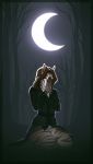  anthro bethesda_softworks breasts brown_body brown_fur brown_hair catherinemeow claws clothed clothing detailed_background eyes_closed felid female fur hair hi_res khajiit kneeling mammal moon multicolored_body multicolored_fur solo the_elder_scrolls two_tone_body two_tone_fur video_games 