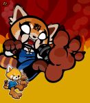 3_toes aggressive_retsuko ailurid angry anthro barefoot claws clothed clothing fangs feet female foot_focus hi_res lazzylad mammal one_eye_closed red_panda retsuko sanrio soles solo toe_claws toes yowesephth 