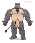  2020 absurd_res anthro balls erection genitals hairy hi_res humanoid_genitalia humanoid_hands humanoid_penis jumperbear kemono male mammal overweight overweight_anthro overweight_male penis simple_background solo suid suina sus_(pig) white_background wild_boar 