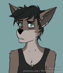  anthro canid canine canis emo green_eyes looking_at_viewer male mammal solo text tired tired_eyes url willitfit wolf 