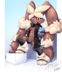  bottomless clothed clothing eyewear fluffy gingy_k_fox glasses leaning lopunny mega_evolution mega_lopunny nintendo pok&eacute;mon pok&eacute;mon_(species) raised_leg smile smirk smug video_games 