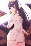  1girl absurdres bangs blood blue_eyes blush chain&#039;s highres hololive hololive_english long_hair multicolored_hair ninomae_ina&#039;nis nurse pointy_ears purple_hair solo tentacle_hair tentacles virtual_youtuber wide_hips 