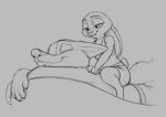  2020 anthro bottomwear canid canine clothed clothing crop_top disney duo eyes_closed female fox fully_clothed fur judy_hopps lagomorph leporid male mammal massage midriff monochrome nick_wilde on_top open_mouth open_smile rabbit red_fox s1m shirt shorts sitting sketch smile topless topwear zootopia 