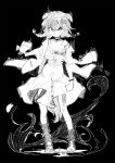  1girl angry animal_ears aura black_background braid breasts cleavage clenched_hand dog_ears dog_girl floating_clothes graphite_(medium) highres hololive inugami_korone looking_to_the_side medium_breasts monochrome sketch solo sumi_(oyasumie) traditional_media twin_braids 