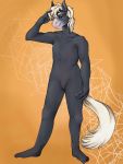  abstract_background anthro black_body blue_eyes equid equine featureless_crotch hi_res horse invalid_tag male mammal mane orange_background plantigrade simple_background smile solo standing toes unknown_artist white_mane white_tail 