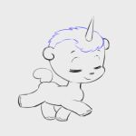  1:1 2018 2d_animation animated child daww equid equine eyebrows eyelashes eyes_closed feral hair happy hooves horn loop low_res male mammal monochrome osamu_tezuka paulinechampetier sanrio short_playtime simple_background smile solo unico unico_(series) unicorn walking white_background young 
