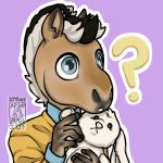  1:1 2020 5_fingers ? a-pony a_pony ambiguous_gender anthro blue_eyes bust_portrait clothed clothing cute_expression cute_eyes cute_face digital_drawing_(artwork) digital_media_(artwork) draft_horse equid equine fingers fjord_horse hair holding_object holding_plushie hooved_fingers horse horse_mane mammal mane mane_hair multicolored_hair plushie portrait signature simple_background solo two_tone_hair white_outline 