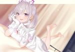  barefoot bed gray_hair headband long_hair nametarou_(meron) nijisanji nurse sukoya_kana twintails 