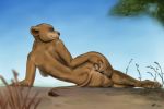  anthro anthrofied breasts butt disney felid female half-closed_eyes lion looking_at_viewer looking_back lying mammal narrowed_eyes nude on_side outside pantherine sarabi smile solo souleatersaku90 spread_butt spreading the_lion_king 