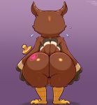  animal_crossing anthro avian backsack balls big_butt bird blathers_(animal_crossing) bodily_fluids brown_body brown_feathers butt feathers frumples genitals huge_butt looking_away male nintendo nude owl presenting presenting_hindquarters purple_background simple_background solo stamp sweat thick_thighs video_games wide_hips 