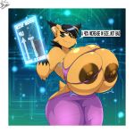  1:1 2020 absurd_res anthro archie_comics big_breasts black_hair breast_expansion breasts brown_body brown_fur clothing cornchip21 english_text expansion felid feline female fur green_eyes hair hi_res lynx mammal nicole_the_lynx nipples purple_clothing solo sonic_the_hedgehog_(archie) sonic_the_hedgehog_(comics) sonic_the_hedgehog_(series) speech_bubble text thick_thighs torn_clothing 