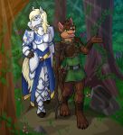  anthro armor better_version_at_source canid canine canis duo emilie equid equine forest horse knight kristkc male male/male mammal tanner tree warrior warriors wolf 